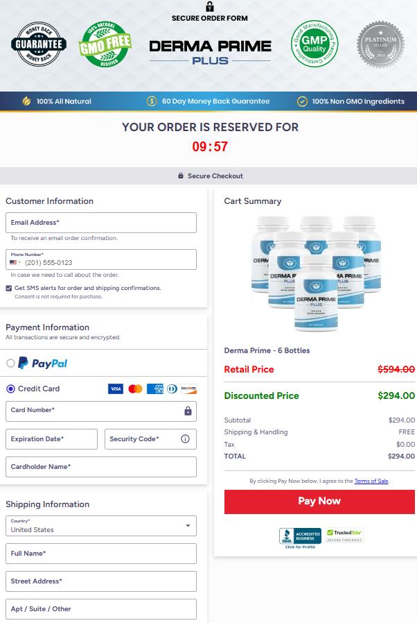 Derma Prime Plus Official Website Secure Order Page